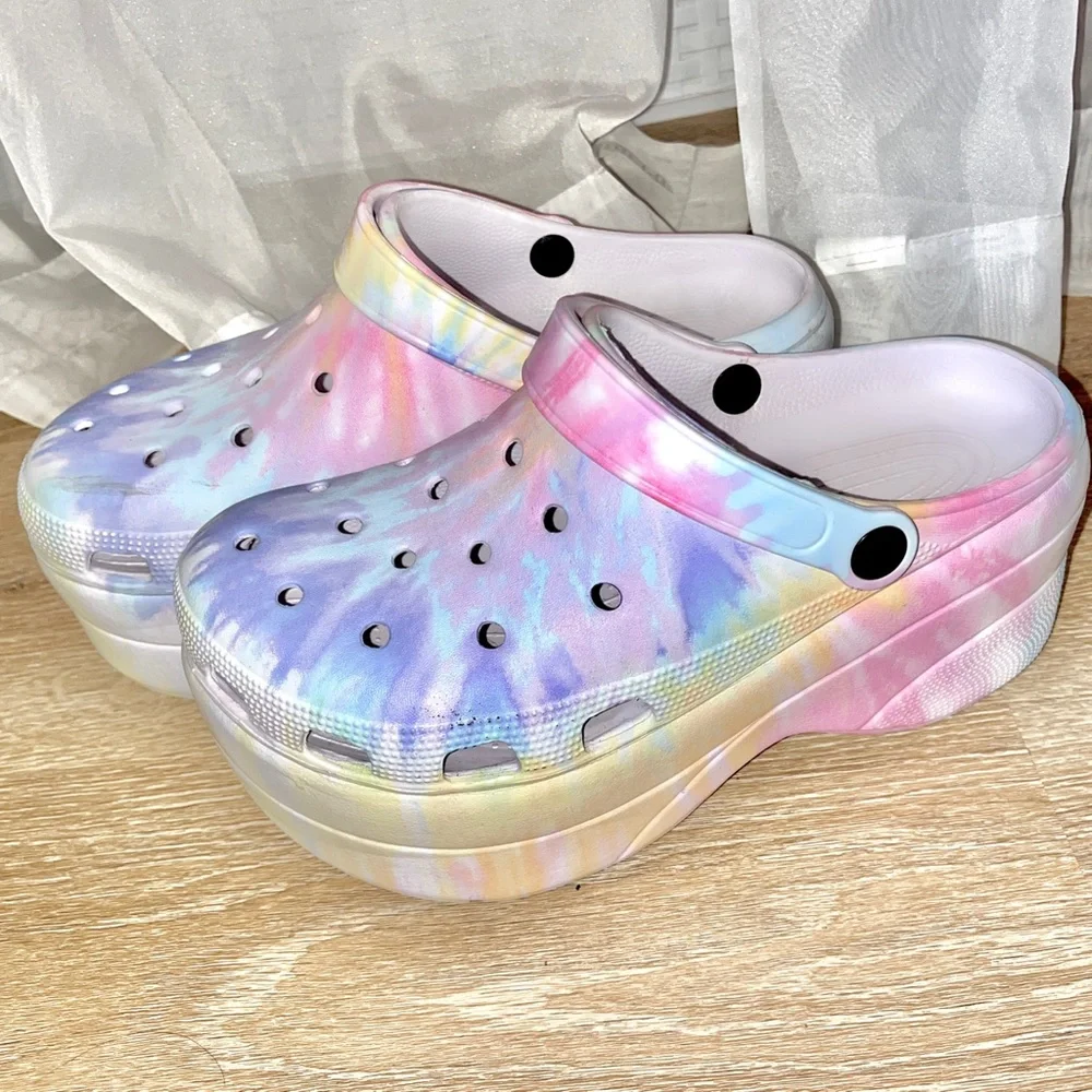 Platform Pastel Rainbow Tie-Dye Clog